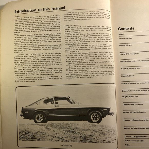 ⭐️ Capri V6 2600 & 2800 Owners Workshop Manual, 1971 thru 1975 - Picture 8 of 16